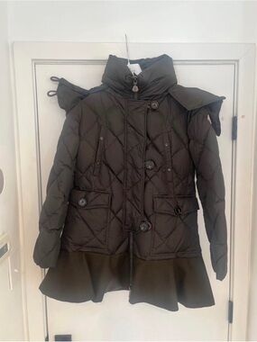 Moncler Black Quilted Puffer Jacket with Flared Hem size 1